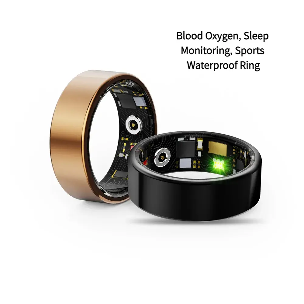 Smart Ring for Women, IP68 Waterproof Metal Fitness Health Tracker, Blood Pressure & Blood Oxygen Monitor, Sleep Tracker, Bluetooth Remote Camera Shutter