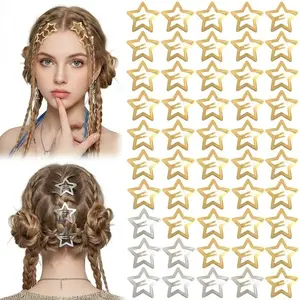 50/100pcs Women's Cute Star Design  Clips Hairpins, Summer  Casual New Trendy Plain Color  Clips, Fashionable Y2k  Accessories for Daily Hairstyle Decoration,  Clip Set hair