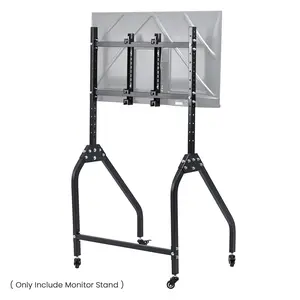 Supllueer Single Racing Monitor Stand with Locking Wheels for 32-65 Inch Screens, Infinite Height Adjustment and Industrial Punk Design