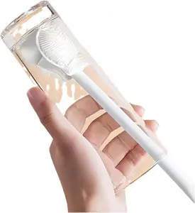 360° Silicone Bottle Cleaning Brush with Long Handle – Soft Bristle Cup Cleaner for Baby Bottles, Sports Bottles, Hydro Flasks, Lids, Teapots, Bowls & Narrow Containers