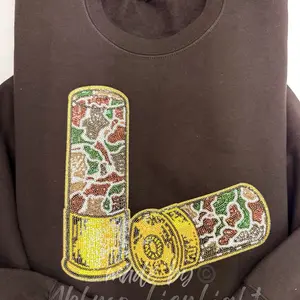 Shotgun Shells Hunting Sequins Patch Sweatshirt Pullover Womenswear