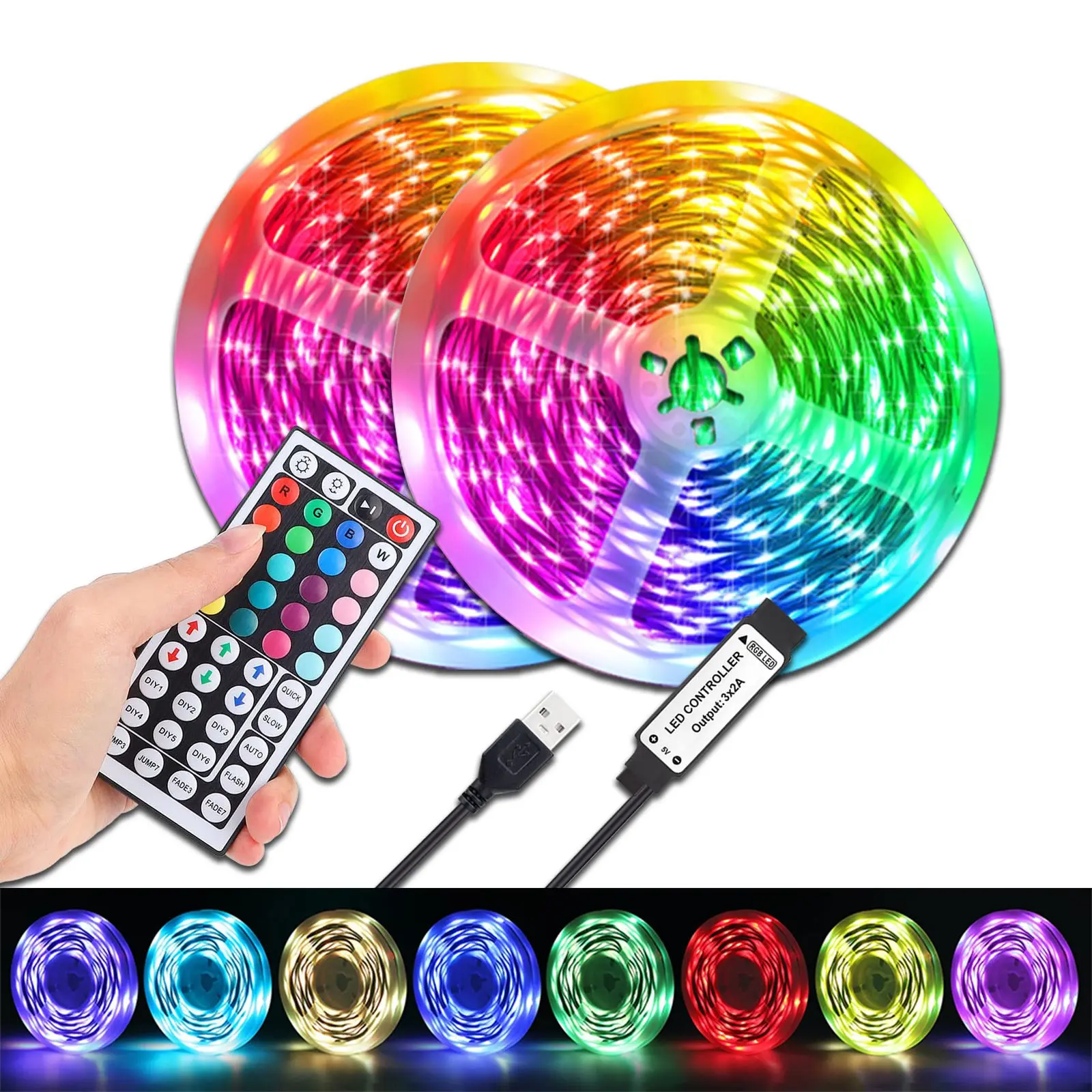 5v 3535 RGB LED Strip Light, Led Lights Strips, Ambient Atmosphere Lights, Adjustable RGB Lighting, 44-Key IR Remote Control, Multicolor Atmosphere Lighting, Bedroom & Living Room Decor, New Year Party Decoration