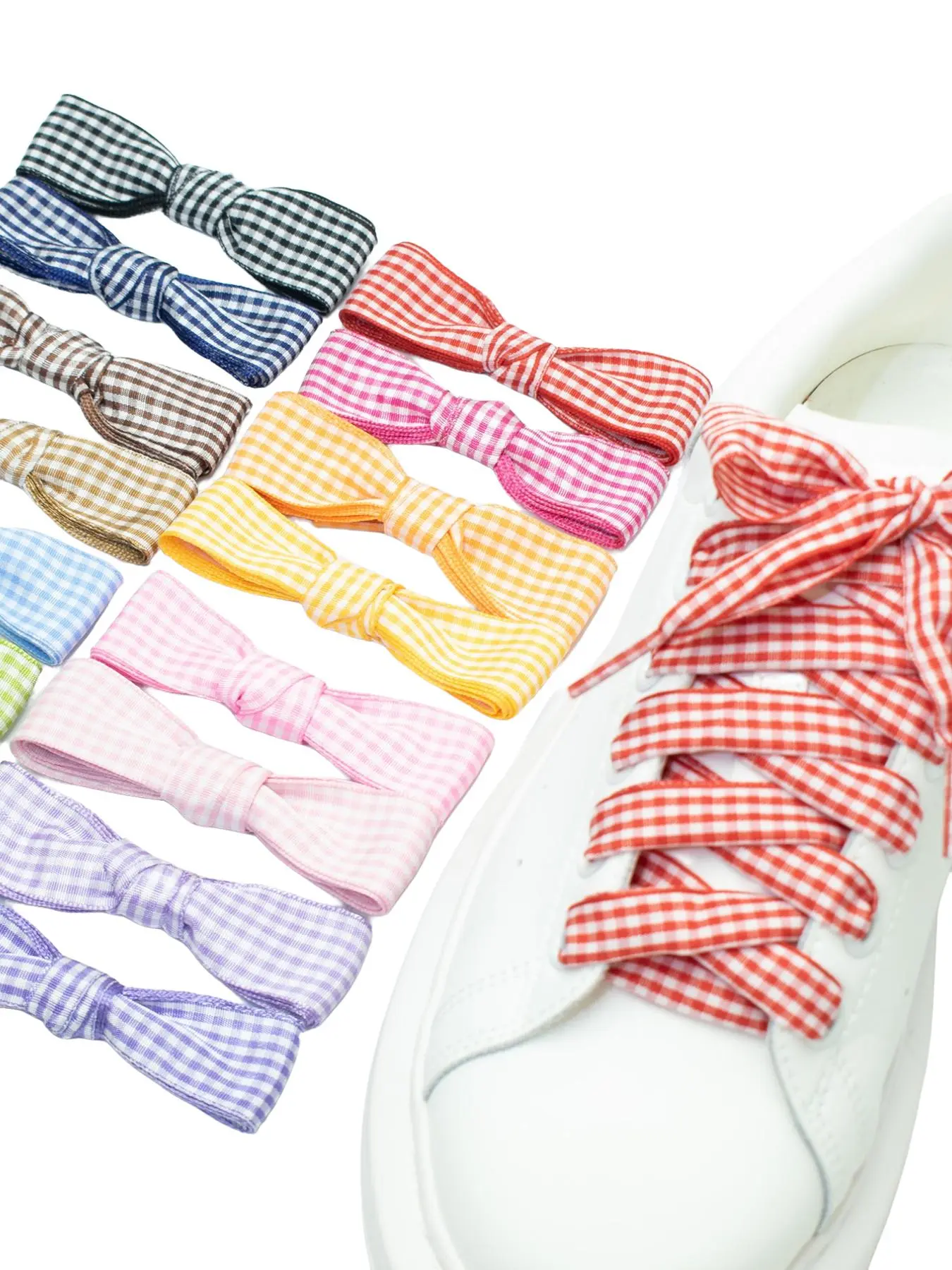 16 Pairs 2.5cm Wide Colorful Plaid Shoelaces, Shoe Strings, Lace Up Laces, Casual College Style, Versatile Shoe Laces for All Seasons, Multicolor, Unisex Fashion Accessories