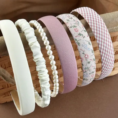 6pcs 2024 Stylish Women's Elegant Faux Pearl Headband, Casual Versatile Ditsy Floral Graphic Cute Headband for Daily Wear, Fashion Hair Accessories for Women & Girls Hairstyle Decoration