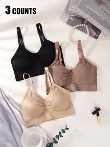 3-Pack Women's Seamless Bras, Multiway Bra, Adjustable Straps, Full Coverage, Max Support, Sporty Casual Style, Lingerie, All Seasons, Comfortable Fit, Underwear