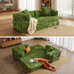 ALTRIGUS 80" Oversized Foldable Sleeper Sofa Bed 4-in-1 Corduroy Modular Convertible Sofa Couch,Free Combination Mattress Sleeper Fold Out King Size Mattress Bed Lounge Recliner Daybed for Living Room Bedroom