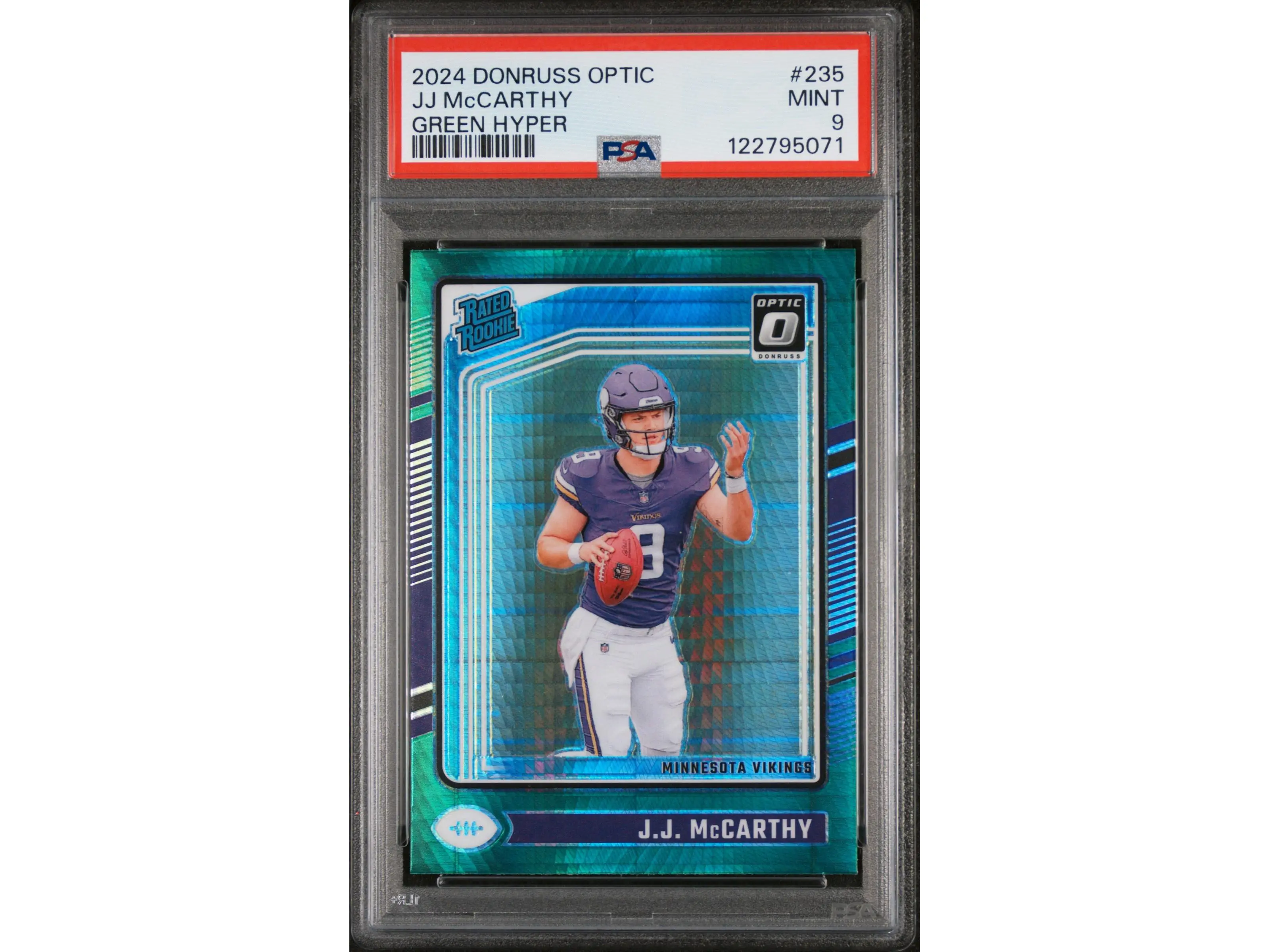 2024 Optic Green Hyper JJ Mccarthy #235 PSA 9