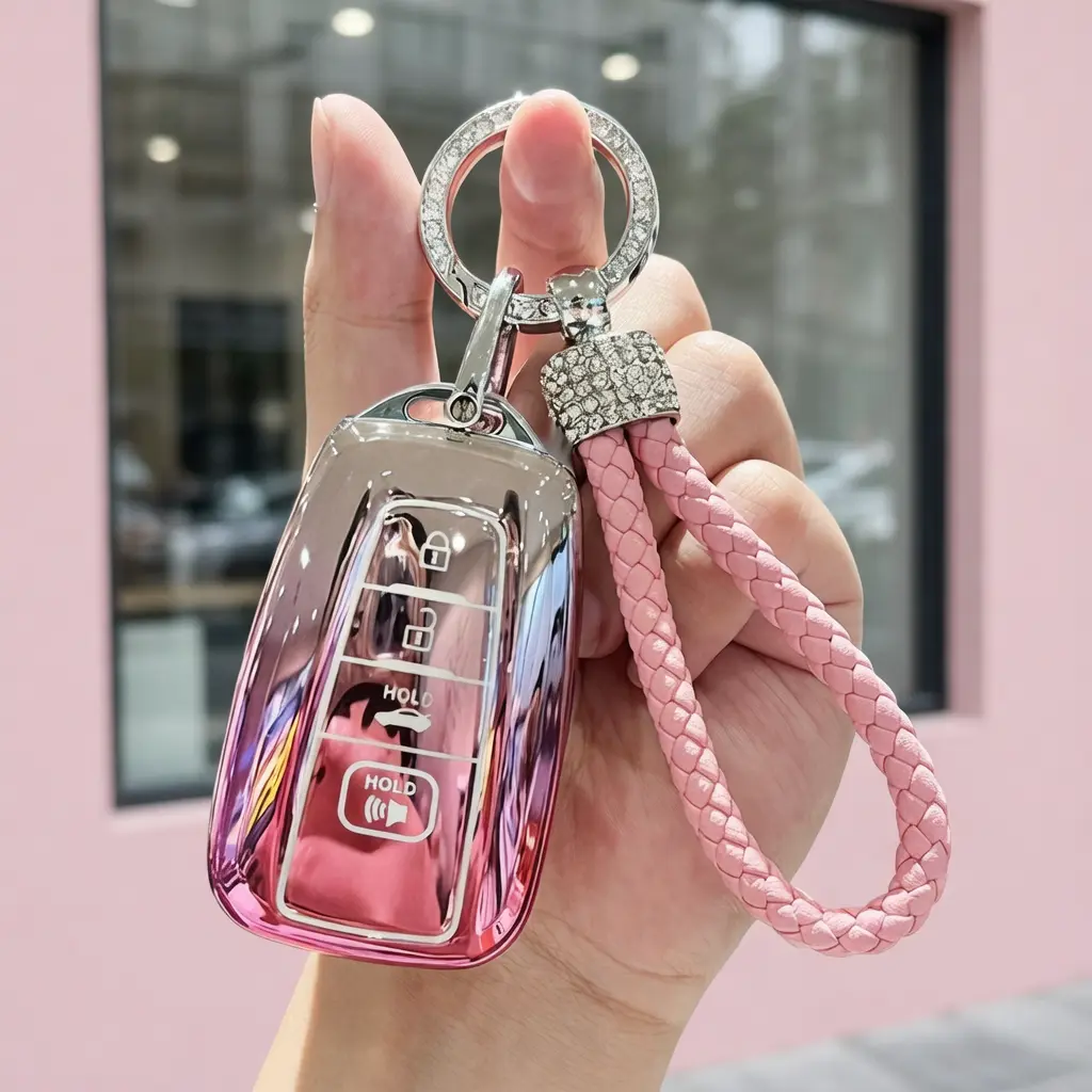 Rhinestone Car Key Holder & Key Fob Cover with Soft Keychain, Fall Gift Compatible with Toyota RAV4, Camry, Corolla, Avalon, C-HR, Prius, Highlander, GT86, Key Fob Covers