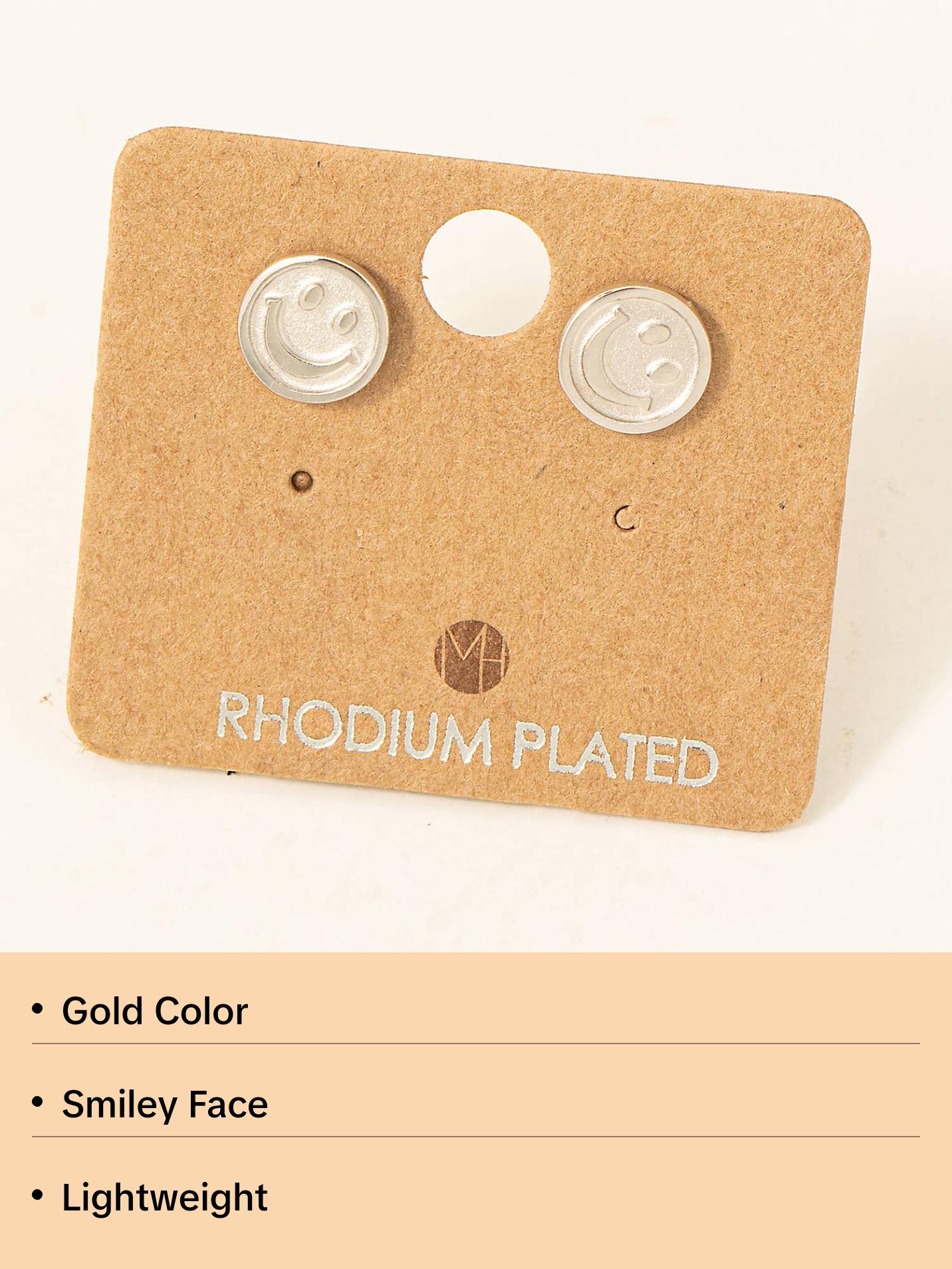 Gold Dipped Smiley Face Stud Earrings - Classic Design with Elegant Finish