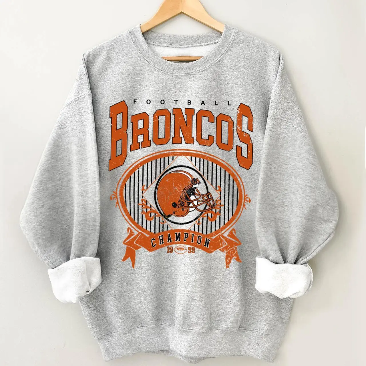 Vintage Broncos Football Sweatshirt, Broncos Football Crewneck Fan Gift Sweatshirt, Unisex Gifts For Football Fan
