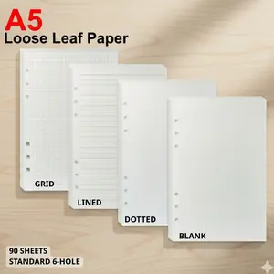 [90 Sheets] A5 Binder Refill Paper 📚 Thick 100Gsm Writing Paper Journal | Lined/Grid/Dotted/Plain Available | Essential Student Stationery Supply