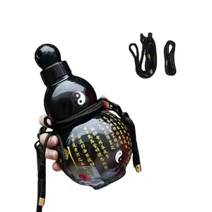 32oz/1000ML Gourd-Shaped Water Bottle with 3D Stickers, Cup Lid, Carry Strap, Leakproof Lightweight Reusable Large-Capacity Hydration Jug, Ideal for Outdoor Sports, Gym Use