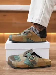 Unisex Birk Sandals, Comfortable Patchwork Design, Bohemian Style, Durable Daily Wear, All-Season Shoes, Casual Outdoor & Home Use, Flat Buckle Clogs