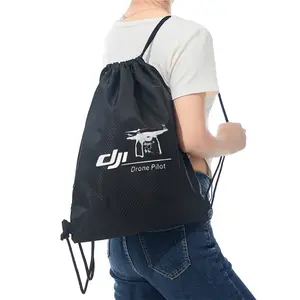 Drone Pilot Drawstring Bag with White Drone Print Suitable for Outdoor Enthusiasts and Technology Lovers Perfect Gift for Fathers Day Christmas Birthday Holidays and Special Occasions Black Durable Lightweight Backpack for Travel and Daily Use