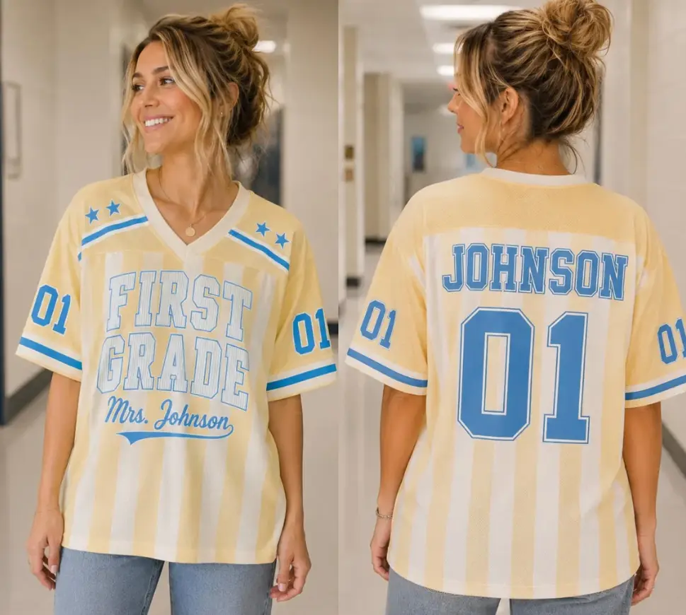 Custom School Spirit Jersey Personalized Grade Teacher Baseball Jersey Back to School Shirt Elementary Teacher Appreciation Gift