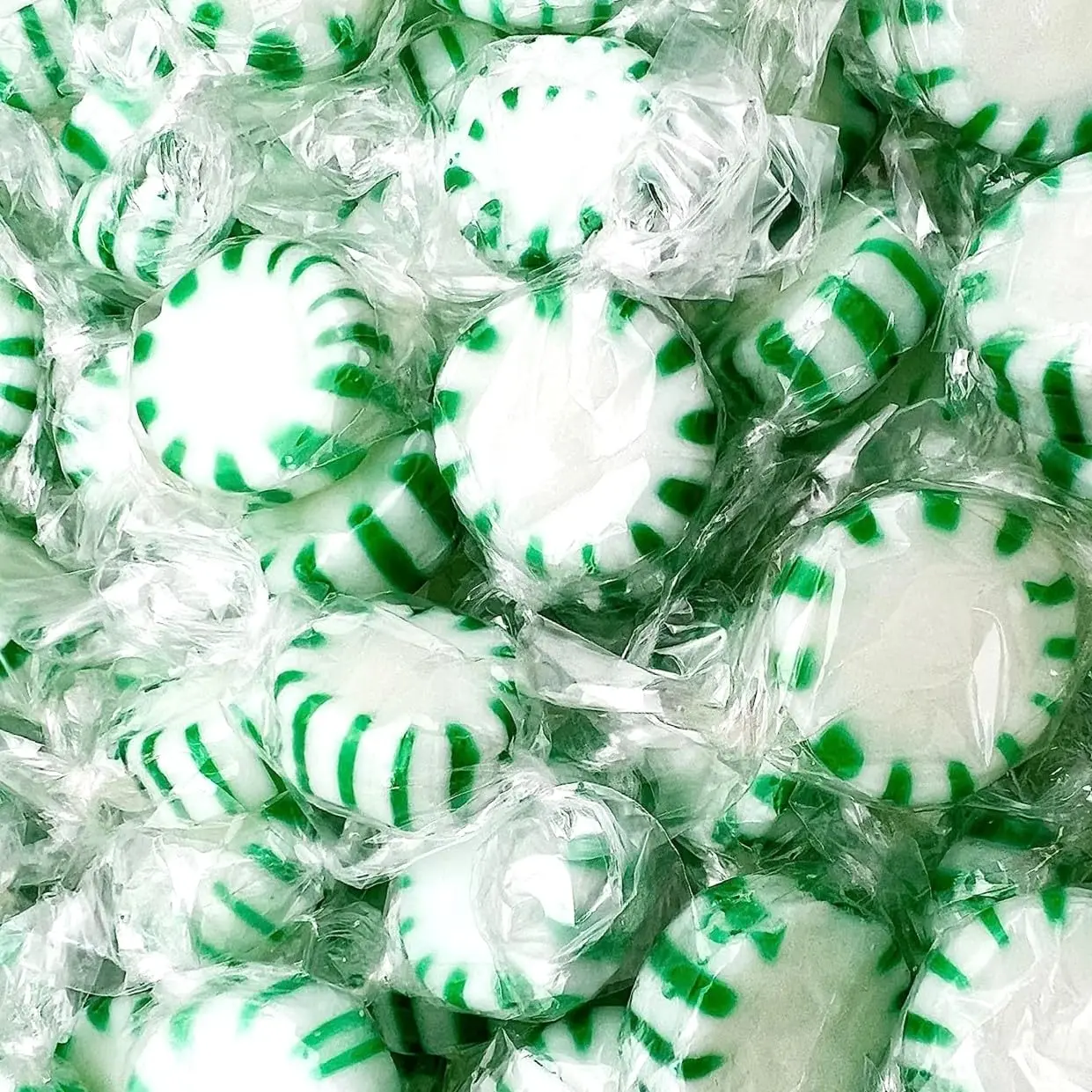 Green & White Spearmint Flavor Starlight Mints, 1 LB Individually Wrapped Hard Candy, Refreshing Bulk Value Pack Snacks, Candies