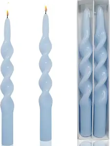 Twisted Taper Candle Light Blue Spiral Candlesticks 10 Inch Set for Holiday Wedding Party Christmas Home Decoration - Ornaments, Freshener