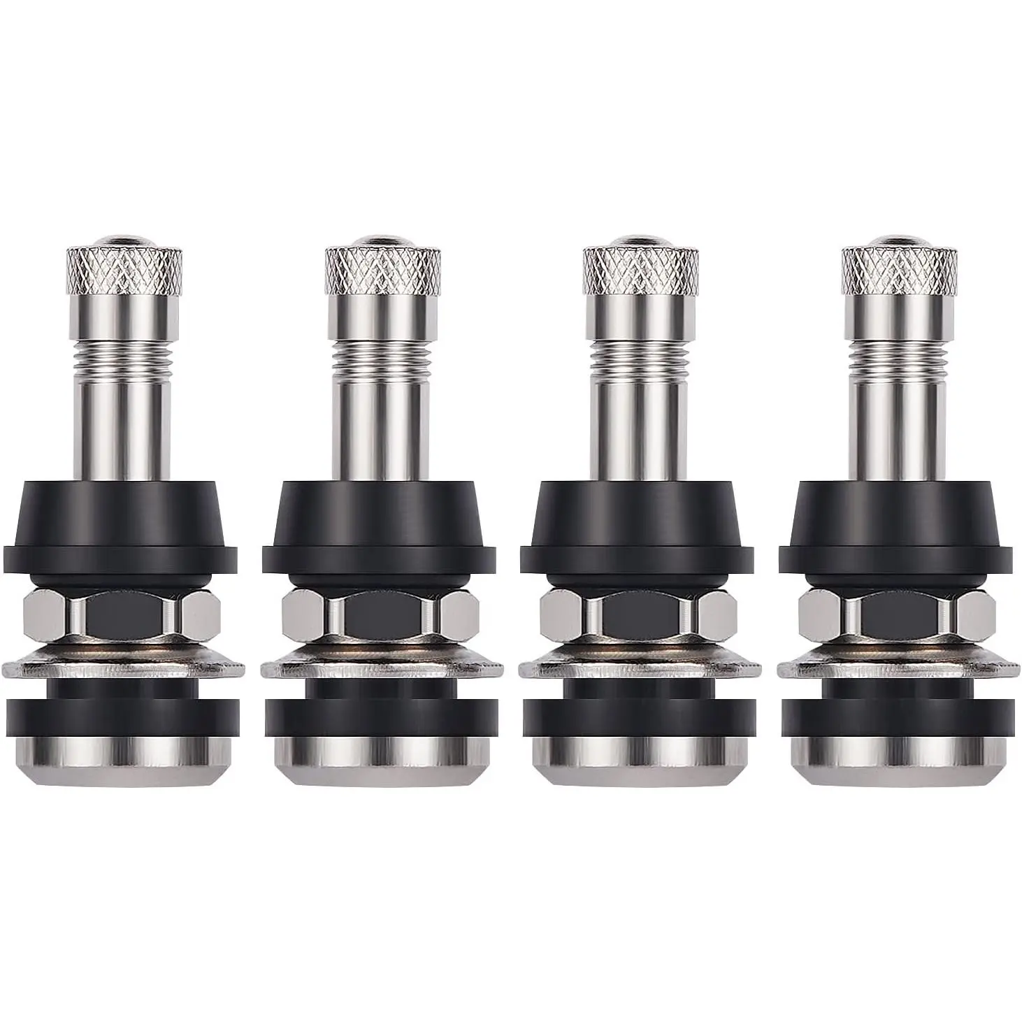 Vaincre 4 PCS TR416 Metal Valve Stems, High Pressure Tire Valve Stems Outer Mount Fits 0.453" and 0.625" Rim Hole, 1 1/2" Long (Silver)