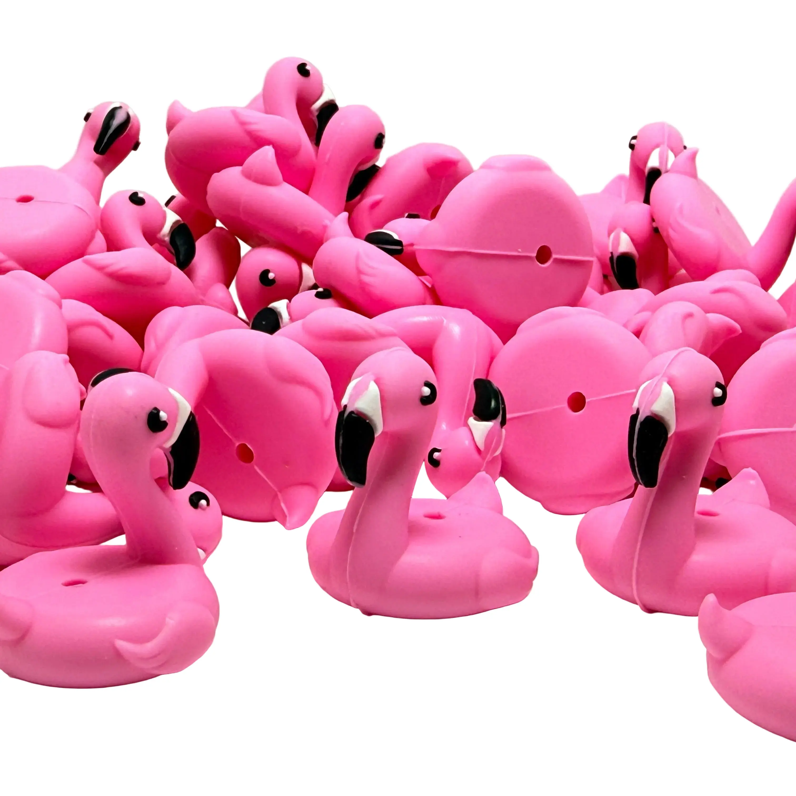 1pc Flocking Fabulous 2.0 3D Silicone Focal Beads - Flamingo Shape Beads for DIY Beaded Keychain Charms DIY