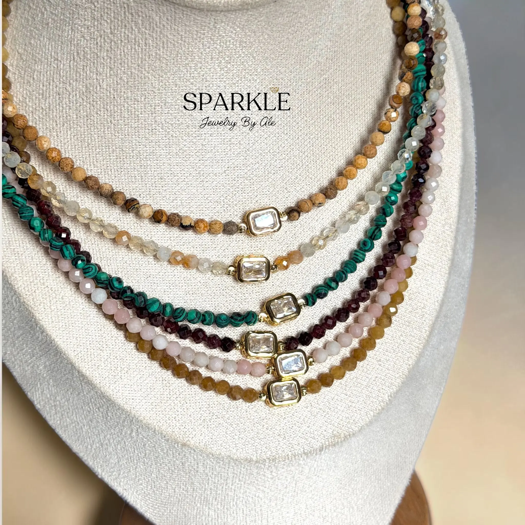 Gemma Necklace | SS and Brass 18k gold plated | 15+2” extension 