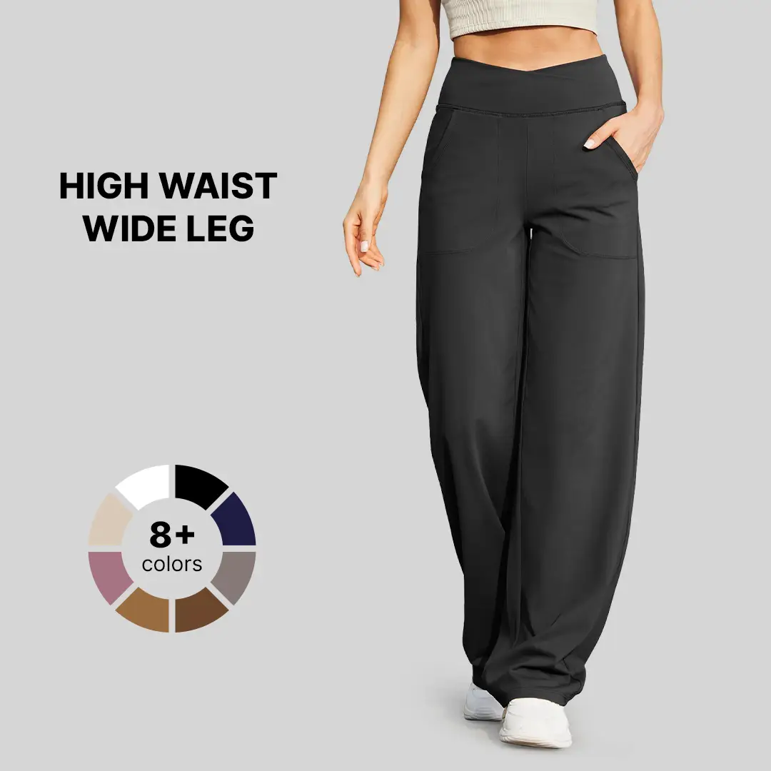 G4Free Wide Leg Pants for Women Loose Yoga Pants with Pockets Petite/Regular/Tall Stretch Casual Lounge Pants Comfort Basic Trouser Womenswear Bottom
