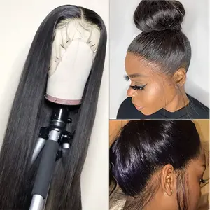 Leniku Hair 360 Straight Lace Front 180 Density Wig Human Hair Hd Transparent 13x4 13x6 Lace Frontal Wig Pre-Plucked Hair Full Hairline Natural Wigs For Women