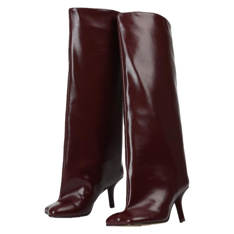 Women's Black Suede Knee High Boots Wide Calf Stiletto High Heel Long Riding Boots for Fashion Dress Autumn Elegant Design Fall Winter Footwear