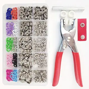 1Pcs Metal pliers+202pairs of clasps Snap Pliers,Pliers Press Kit Craft Sewing Hand Tool for Pressing Snaps Of Leather Goods and Handicraft Material for Clothing Claw Snaps Sewing Tools Snap Button Kit with Sewing Pliers manual pressure plier hole punch