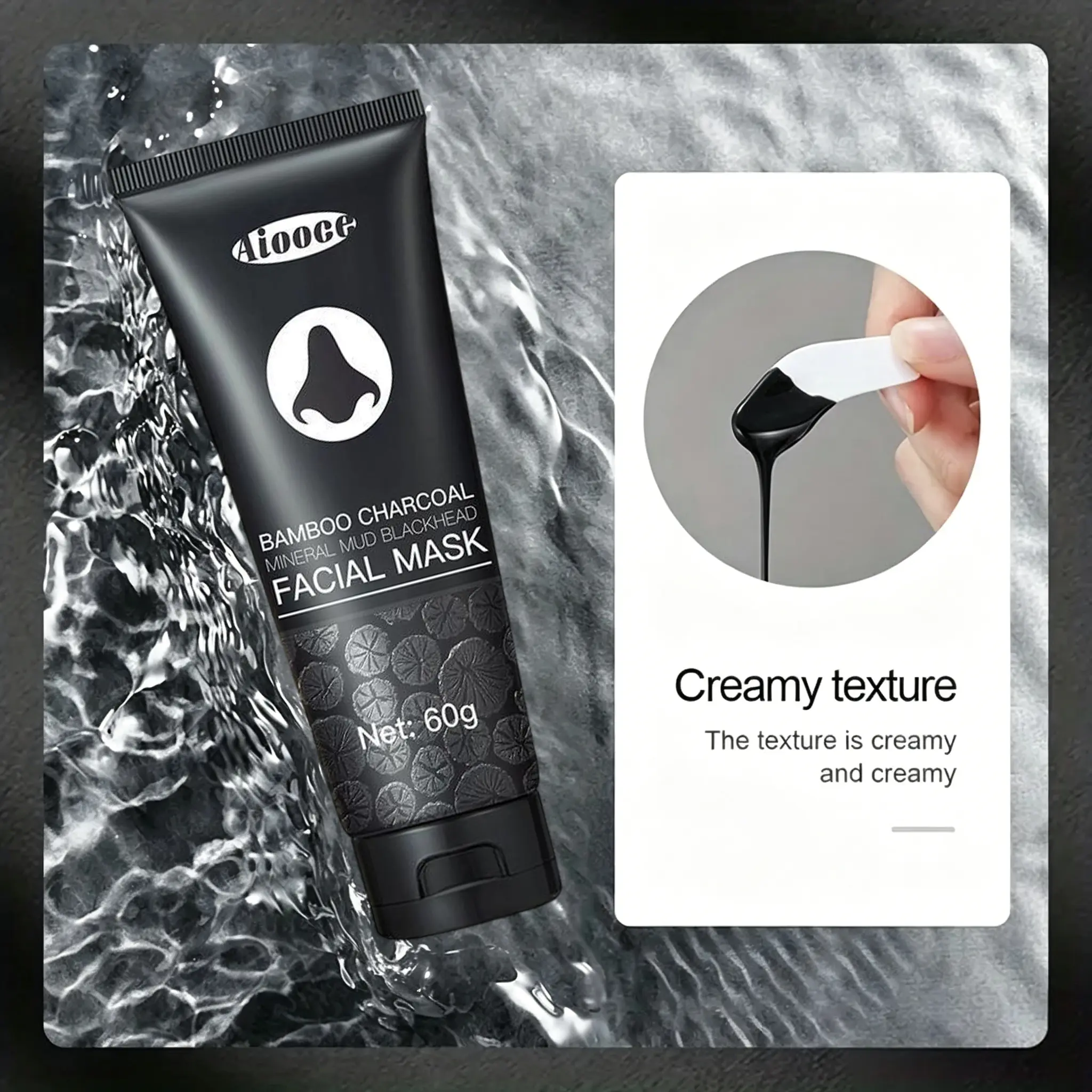 60g Bamboo Charcoal Peel-Off Mask, Deep Cleansing Blackhead Remover, T-Zone Care, Great Father’s Day Gift for Men & Women