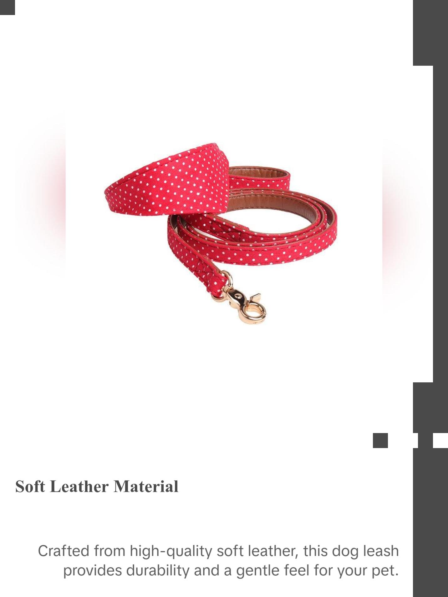 Polka Dot Collar Bandana Soft Leather Dog Leash