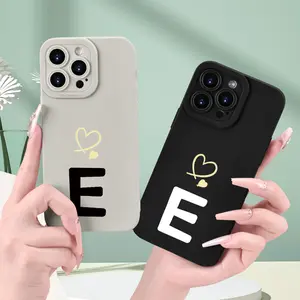 Creative and Beautiful Couple Simple Letter E Pattern Phone Case, TPU Material, Anti-Slip and Anti-Fall, Suitable for iPhone 17air 17/16/15/14/13/12/11 Pro Promax X XR Xs E plus, Ms857