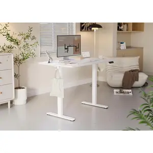Electric Standing Desk Adjustable Height, 40 x 24 Inches Stand up Desk with Cable Management, Home Office Desks with Splice Board & White Frame, White Top
