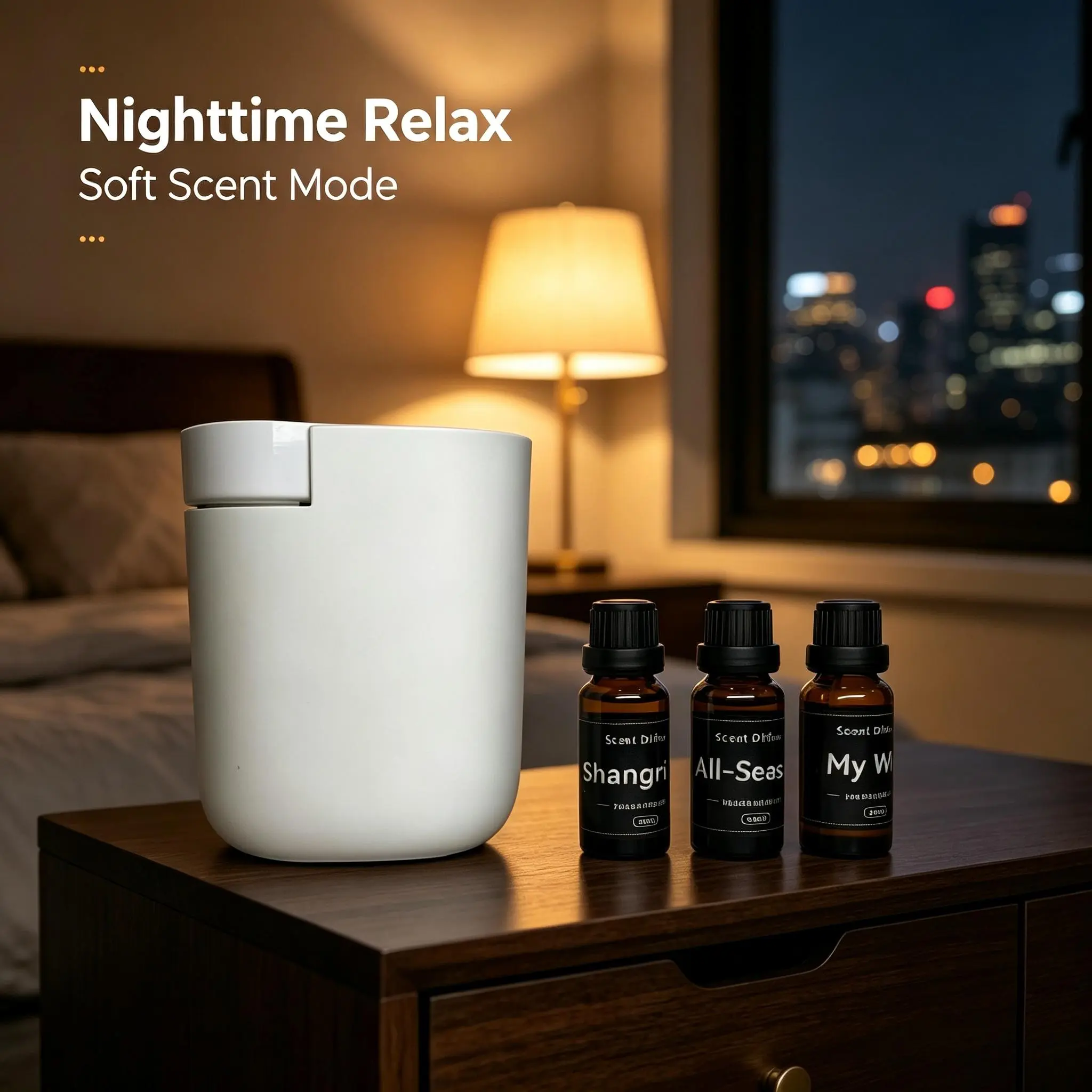 Hotel-Inspired Loft Portable Scent Diffuser – Plug-in Essential Oil Diffuser with APP Control, Smart Timer & , Includes essential oil set，Cozaxomu