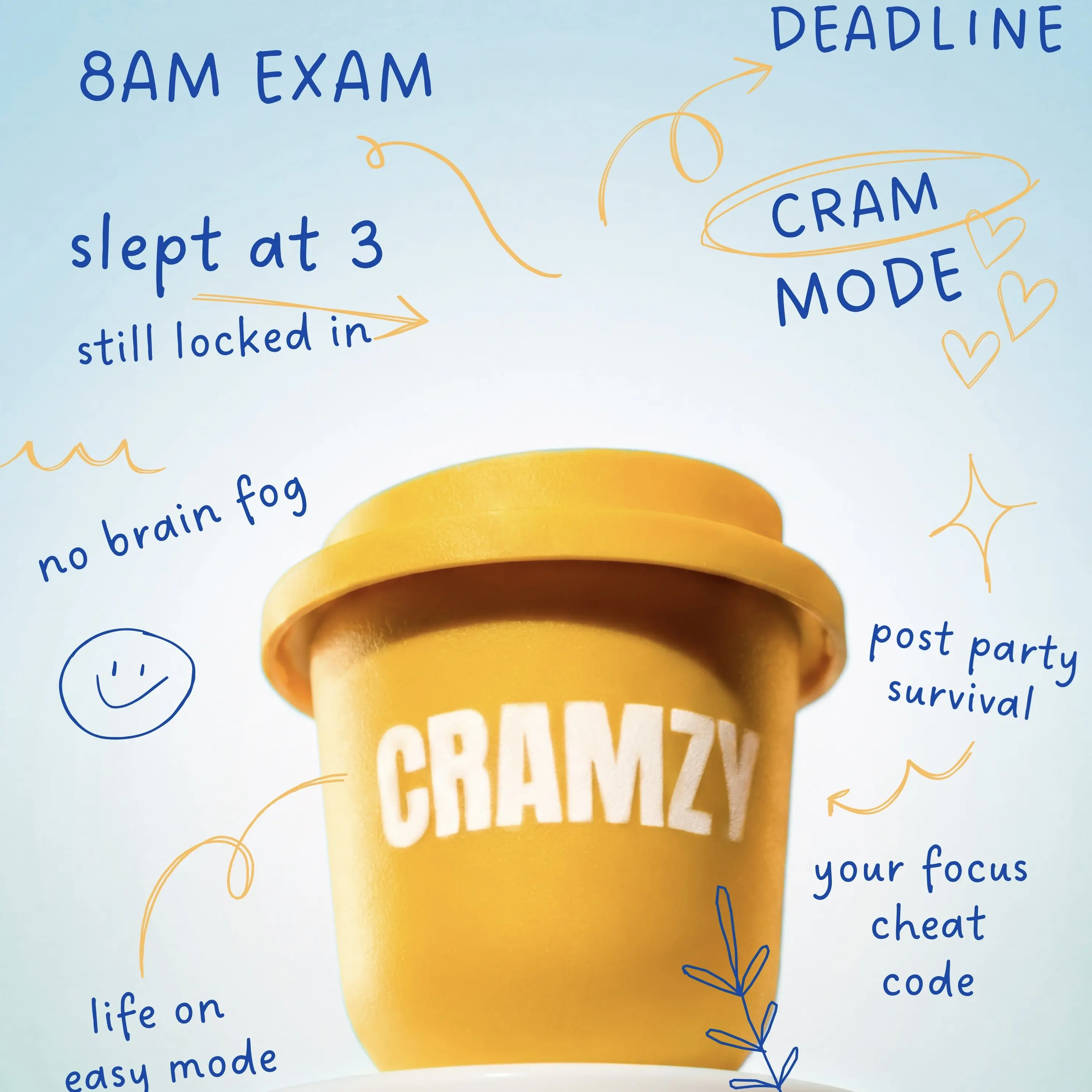 CRAMZY The Morning After Drink Mix – Focus, Clarity & Energy Support - Guarana, Citicoline, L-Theanine + NALT & B Vitamins