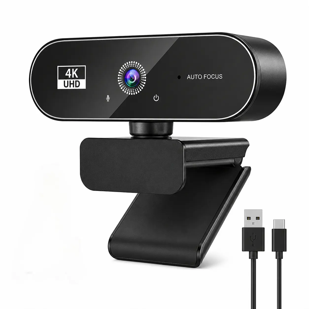 4K UHD USB Webcam with Auto Focus, 1080P 60FPS HD Video, Built-in Microphone, Automatic Light Correction, Plug & Play Camera for PC, Mac, Laptop, Video Calls, Meetings & Live Streaming