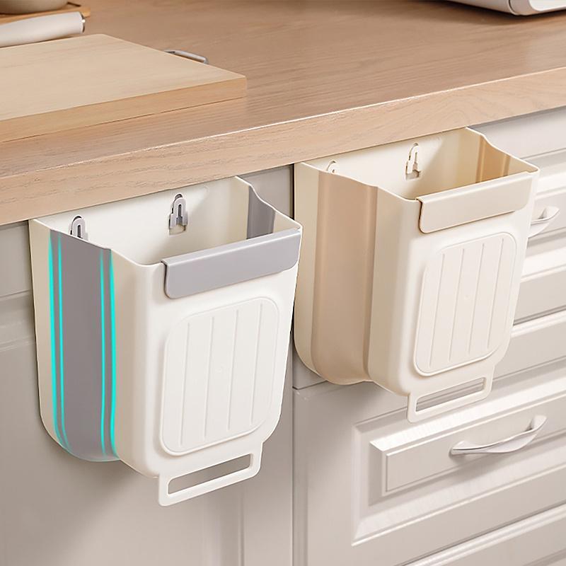Foldable Hanging Kitchen Trash Can, Space-Saving Hanging Garbage Bin for Kitchen Cabinets, Convenient Cabinet Door Waste Bin, Portable and Collapsible Trash Container, Must-Have Home Kitchen Accessories for Neat and Tidy Countertops