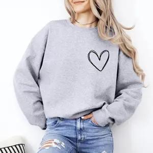 Valentine Heart Sweatshirt for Women, Cute Heart Crewneck, Couple Anniversary Gift, Valentine’s Day Love Pullover