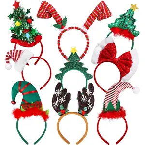 L-HDW002   9 Pack Creative Holiday Headbands Christmas Party Costume Headwear Elves Party Hats Reindeer Headbands for Christmas Accessory