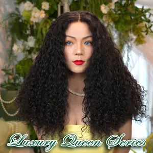 [Luxury Queen Series] FF WIG Water Wave Raw Human Hair Glueless Wig 20 Inches 9*6 Pre-Cut HD Lace 250% Density Natural Black Wear Go Wig with special drawstring #FFWIG