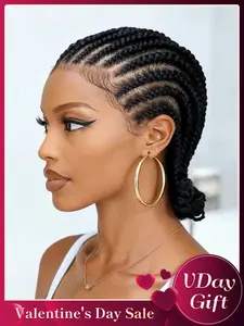 DIY Cornrow Box Short Braided Wigs for Women, Knotless Hand Tied HD Full Lace, Boho Braid Wig with Baby Hair, 8 Inch