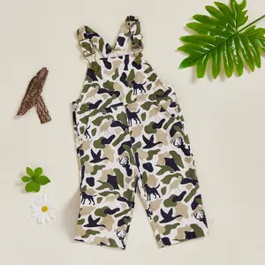 Baby Boy Overalls Romper Camouflage Print Sleeveless Jumpsuit Suspender Pants for Kids Toddler
