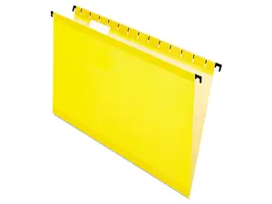 Pendaflex 615315YEL Poly Laminate Hanging Folders, Legal, 1/5 Tab, Yellow, 20/Box, 1 Box