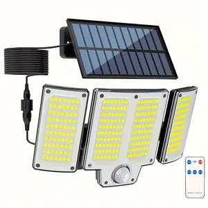 Outdoor Solar Light with Motion Sensor, Remote Control, 3 Modes, 3 Heads, Water Resistant, Solar Powered Spotlight, Ideal for Yard, Garage, Porch, Garden