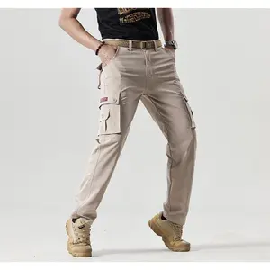 Mens Solid Color Flight Work Pants Are Suitable for Casual Multi-Pocket Straight-Leg Pants. Fashionable Mens Clothing – Suitable for Wearing in Autumn.