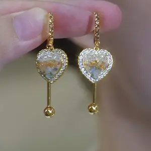 LisiZen Oil Painting Heart Earrings for Women 2025, Full Rhinestone Design, Luxury Chic Fashion Jewelry DZEH3636