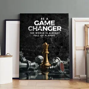 Be A Game Changer Themed Wooden Framed Canvas, 1 Count Modern Art, Fashion Decoration, Living Room Bedroom Decoration, Hallway Office Mural, Kitchen, Home Poster, Photo