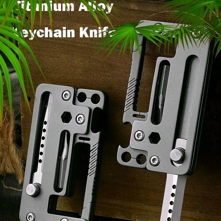 5-IN-1 Titanium Keychain Multi-Tool - 5CR Blade, Wrench, Screwdriver, Corkscrew - Camping Outdoor EDC Sports & Outdoor Leisure Fishing Accessory Knife