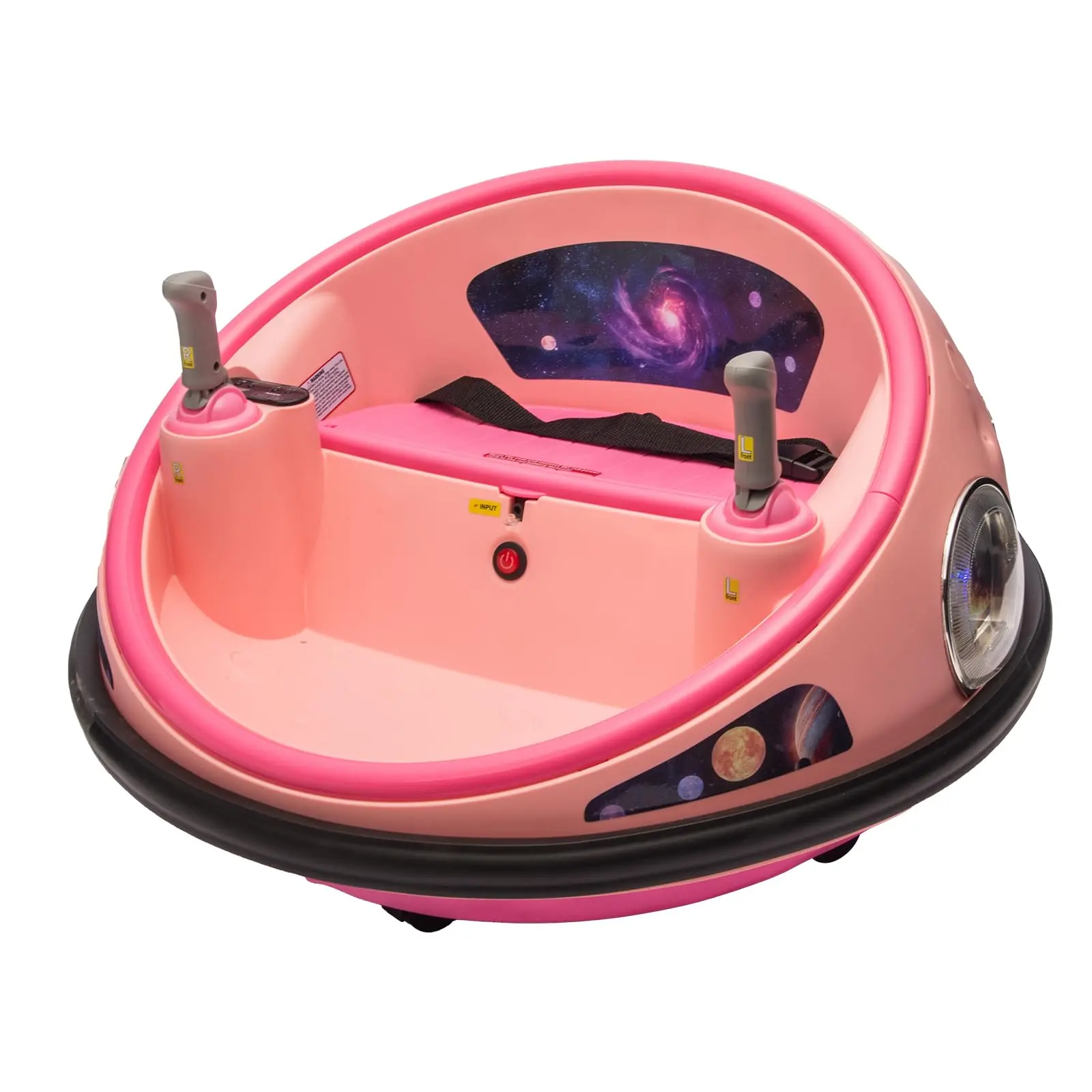 GARVEE 12V Electric Toddler Bumper Car - 2-3 Age Group, Parent Remote Control, Indoor Spin 360° Rotation, Music Feature, 2 Speed Modes, Safety Belt, Available in Pink, Black, Blue, White, Birthdays, 1-5 Years, Anti-Collision Strips