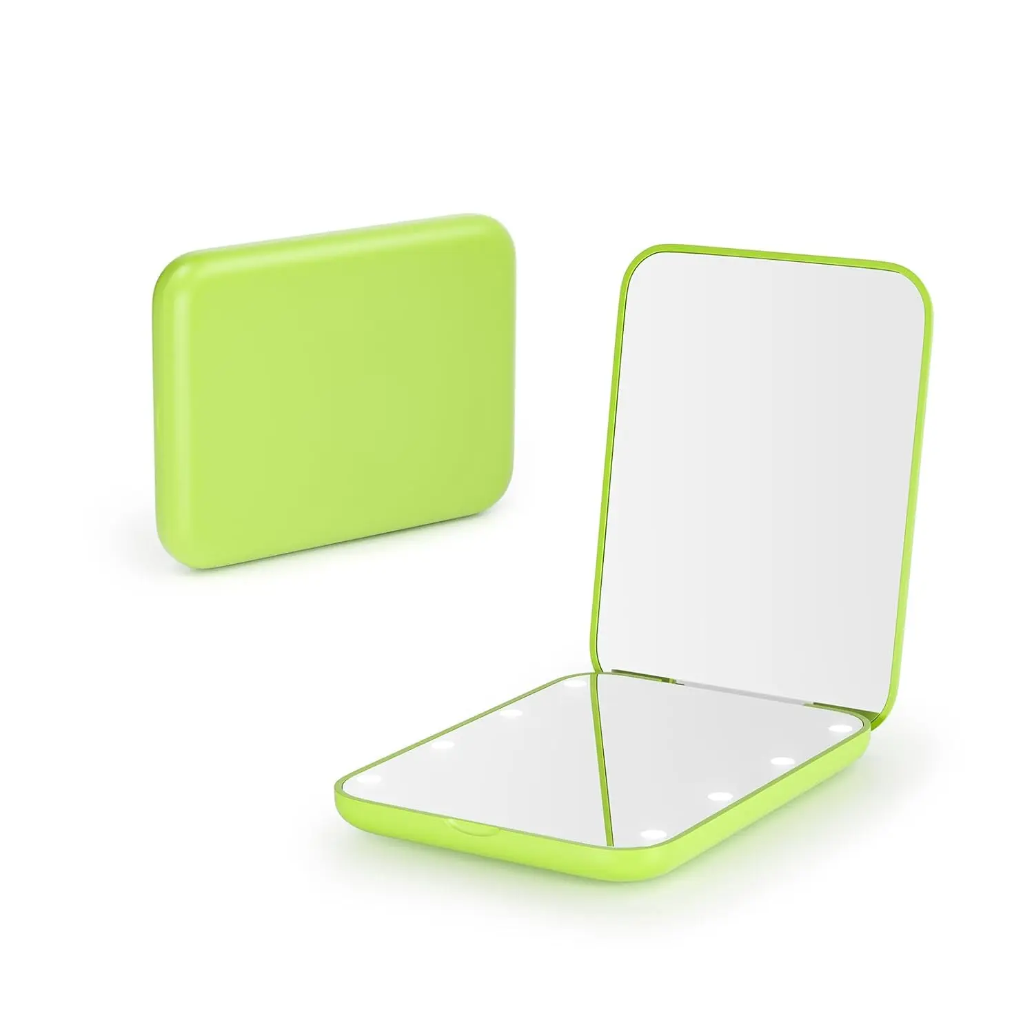 Pocket Mirror, 1X/3X Magnification LED Compact Travel Makeup Mirror with Light for Purse, 2-Sided, Portable, Folding, Handheld, Small Lighted Mirror for Gift, Light Green