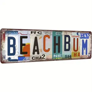 Cenacle Vintage Beach Bum Metal Tin Signs Beach Room Decor Surfboard Wall Decor Surf Board Decor for Bedroom Beachy Room Decor Aesthetic Street Signs Home Wall Decor 16 X 4 Inches